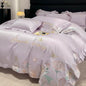 Decobites Embroidered Flowers Butterfly Bedding Set - 4Pcs