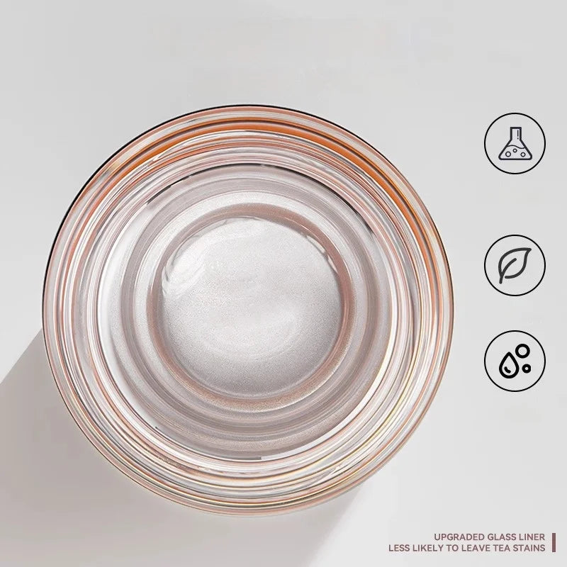 DecorBites™ Glass Thermos Cup Tea Separation Set Vacuum Bottle Stainless Steel Office Business Style