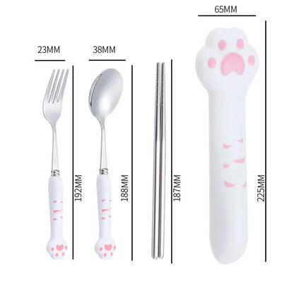 DecorBites™ Kawaii Cat Claw Cutlery Set for Kids - Portable Outdoor Tableware Kit