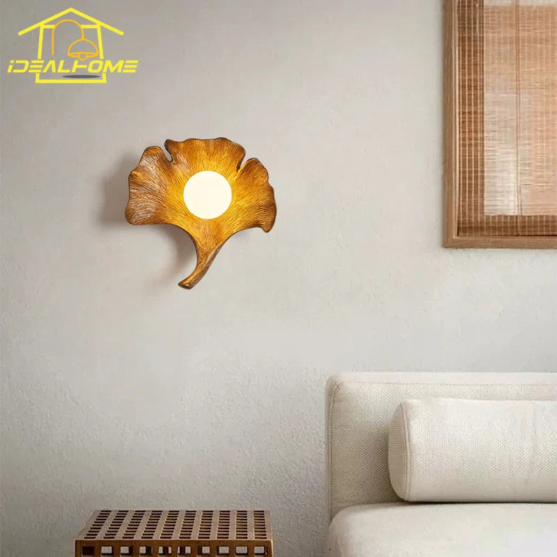 ديكوربايتس™ مصباح حائط LED من راتنج الجنكة بيلوبا لديكور غرفة النوم وغرفة المعيشة