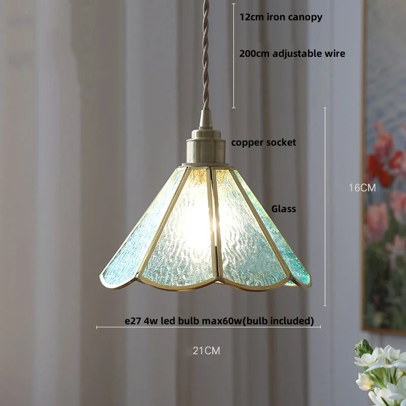 DecorBites™ Blue Glass LED Pendant Light Fixture - Nordic Modern Hang Lamp
