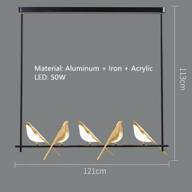 DecorBites™ Gold Magpie Bird LED Ceiling Chandelier for Dining Room Decor