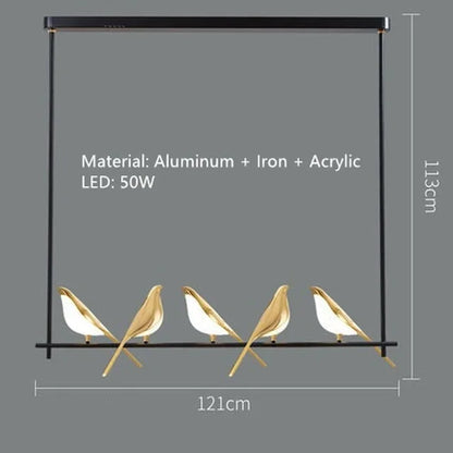 DecorBites™ Gold Magpie Bird LED Ceiling Chandelier for Dining Room Decor