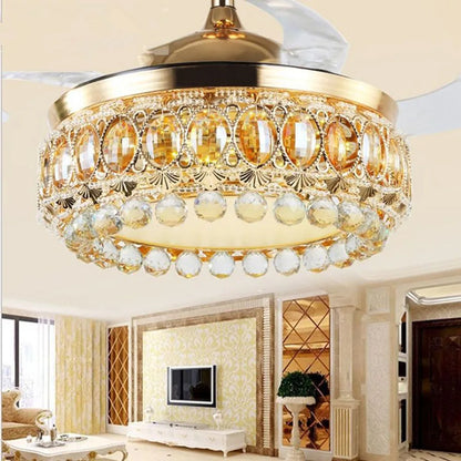 Ventilador de techo con luz de cristal dorado de lujo DecorBites™ de 42 pulgadas con control remoto