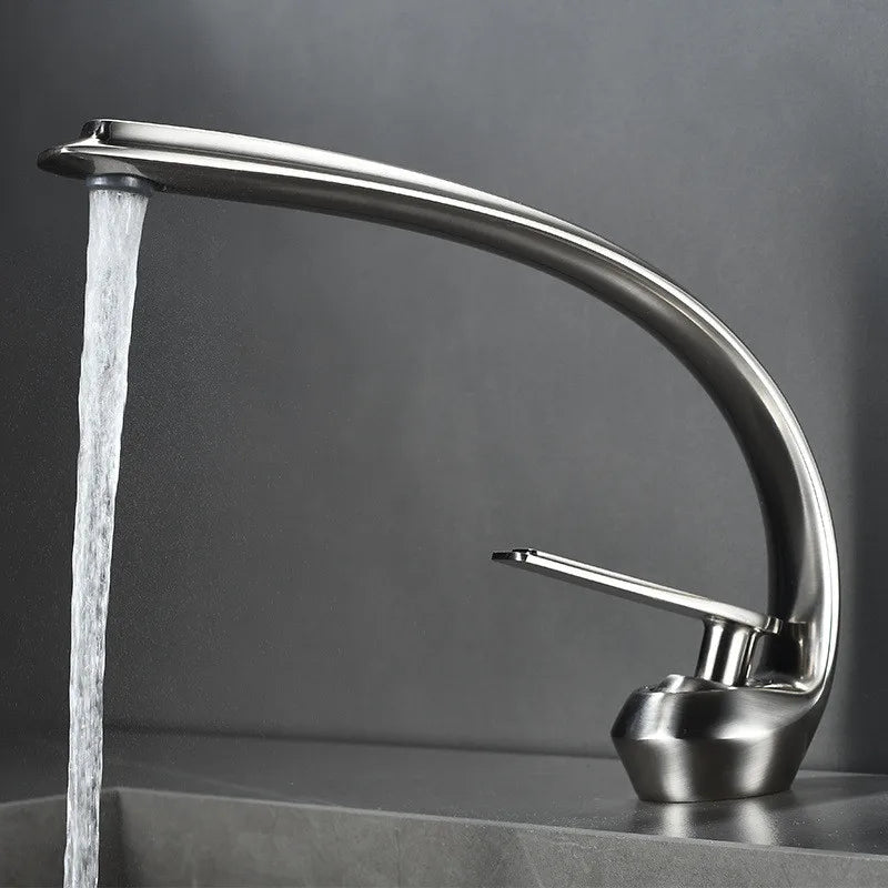 DecorBites™ Gold Black Bathroom Faucet Brass Sink Mixer Tap Single Handle Hot Cold Brush Gold