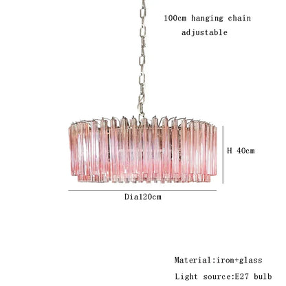 DecorBites™ 2025 Pink Glass Chandelier: Classic Kitchen & Living Room Lighting