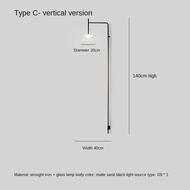 Lámpara de pared DecorBites™ de cristal LED con brazo oscilante largo para sala de estar y estudio