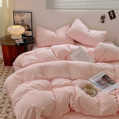 DecorBites™ Cotton Bedding Set: Soft Duvet Sheets, Pillowcases, Comforter Set - All Seasons Comfort