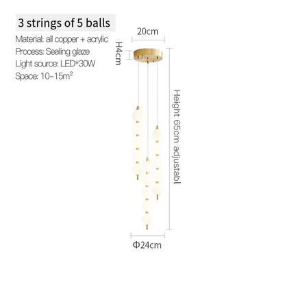 DecorBites™ Brass Full Copper Modern Chandelier Light Fixture for Stylish Living Spaces