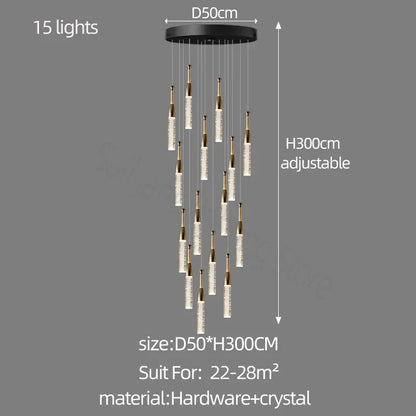 DecorBites™ Crystal Chandelier: Modern Luxury Spiral Staircase Living Room & Bedroom Lighting