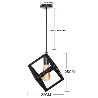 Lámpara colgante cuadrada geométrica negra DecorBites™ para isla de cocina, dormitorio, pasillo