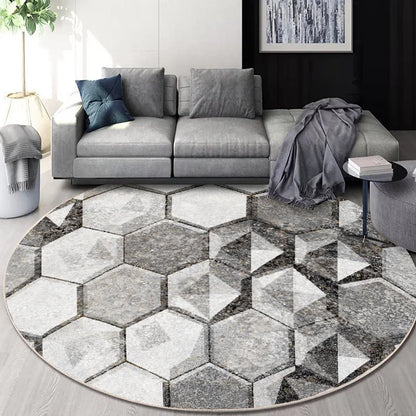 DecorBites™ Circular Geometric Cashmere Floor Mat for Living Room, Stain Resistant & Easy-Clean
