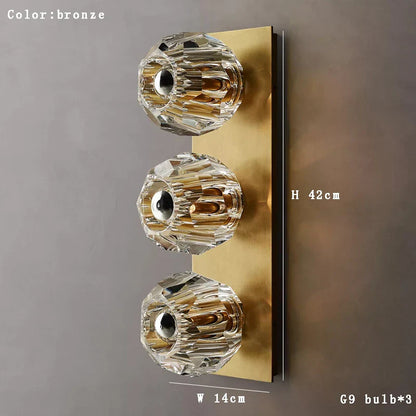 Lámpara de pared de cristal Decorbites™ en bronce y cromo, aplique de luz para salón vintage