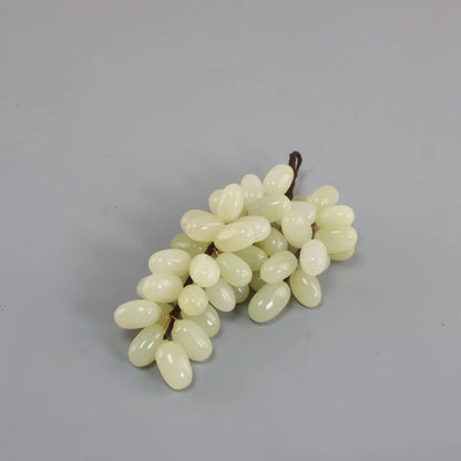 DecorBites™ Jade Grape Sculpture Handmade Desk Decor Fruit Figurine