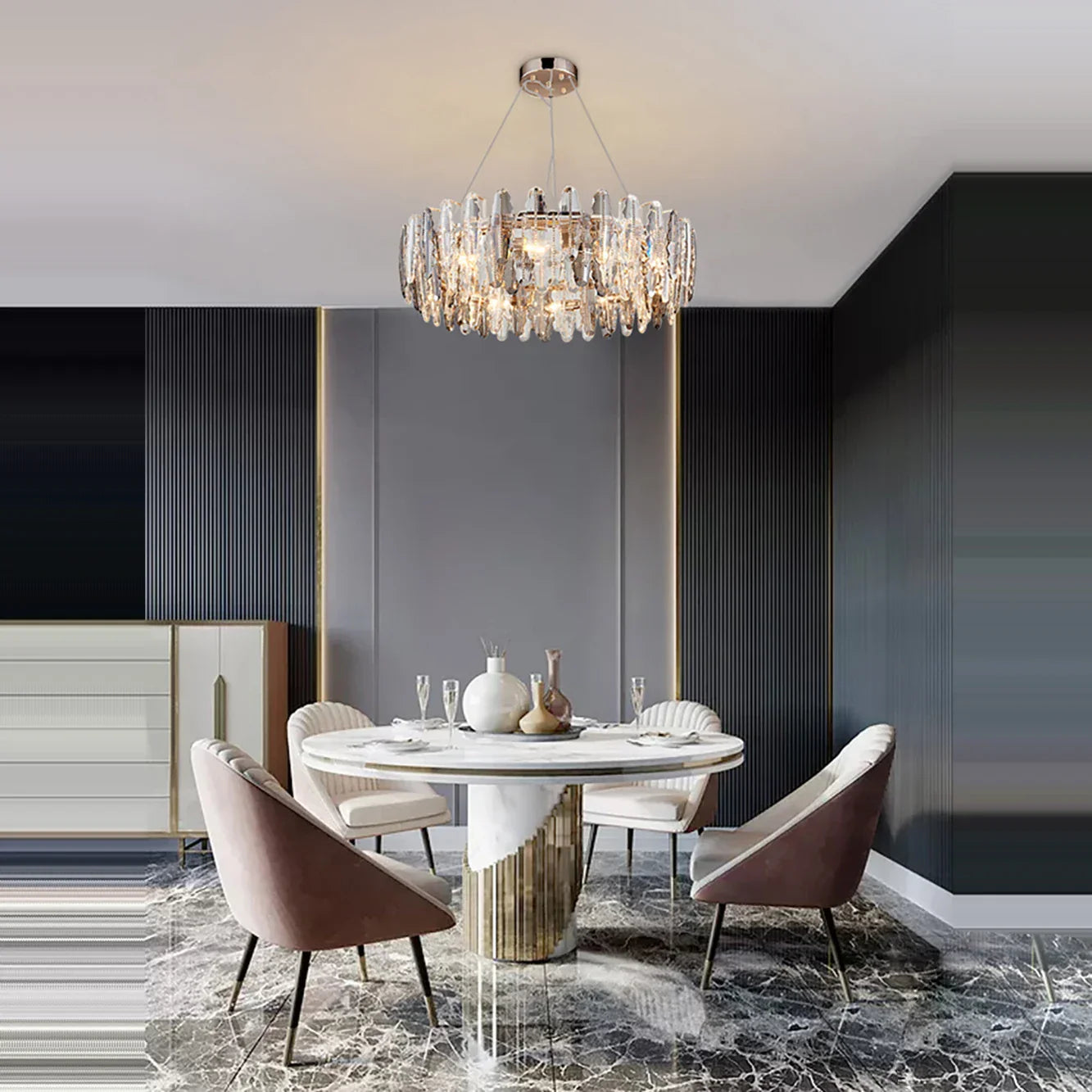 DecorBites™ LED Leaf Chandelier: Modern Living Room Decor Lighting for Duplex Rotating Stairs