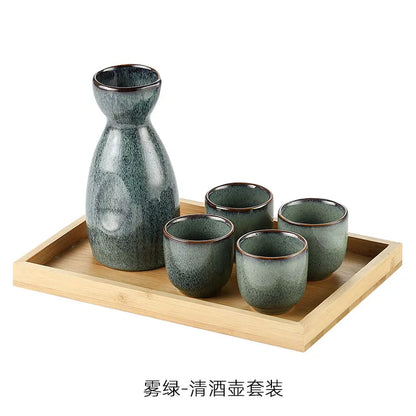 DecorBites™ Japanese Vintage Pottery Wine Set | Sake & Shochu Pot Commercial Dispenser