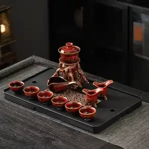 DecorBites™ Dragon Teapot & Magnetic Rotating Tea Set, Chinese Kung Fu Teaware