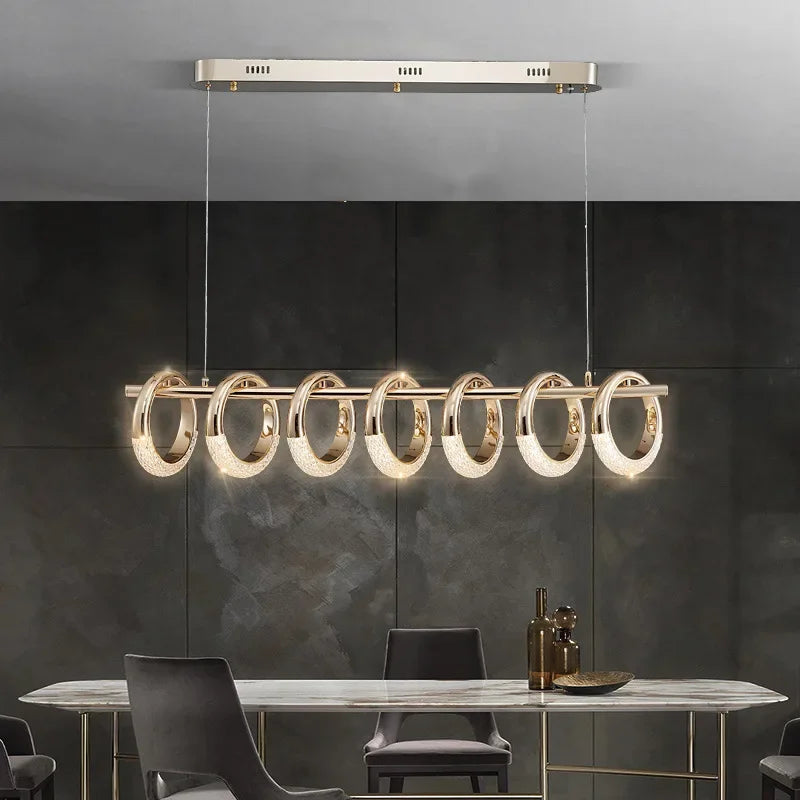 Lámpara de Araña LED de Anillo Circular de Acrílico Dorado Decorbites™