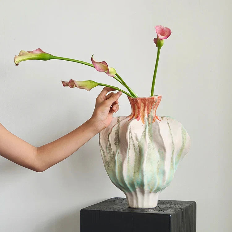DecorBites™ Irregular Porcelain Tulip Vase for Stylish Flower Arrangements