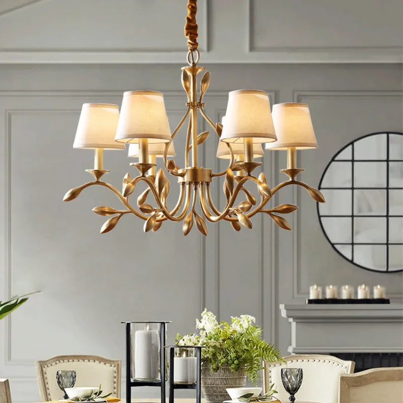 Gold Copper Fabric Chandelier