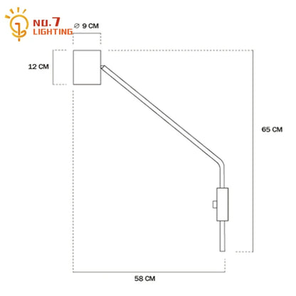 DecorBites™ Black Walnut Swing Arm Wall Lamp with Switch | Minimalist Design for Home Decor