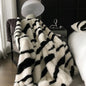 Decobites Zebra Print Faux Fur Blanket - Luxurious Bed Linen, Fox Fur Throw, Sofa Plaid