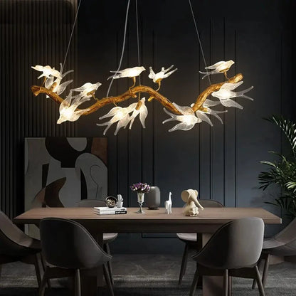 DecorBites™ Bird Crystal Glass Branch Chandelier for Living Room, Bedroom, Hotel