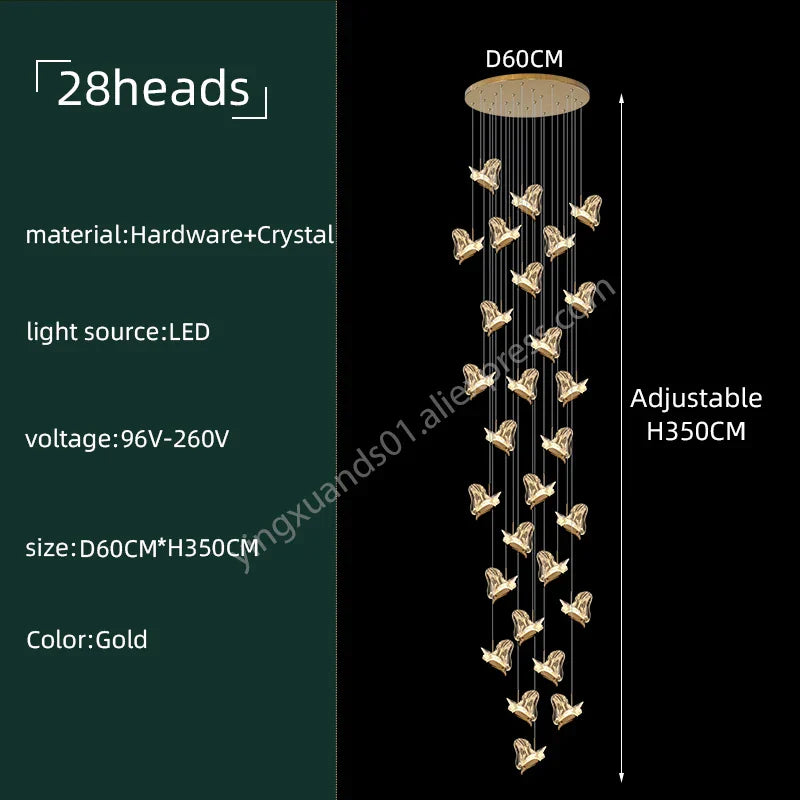 DecorBites™ Crystal Chandelier: Modern Luxury Pendant Lights for Living Room, Staircase, Villa
