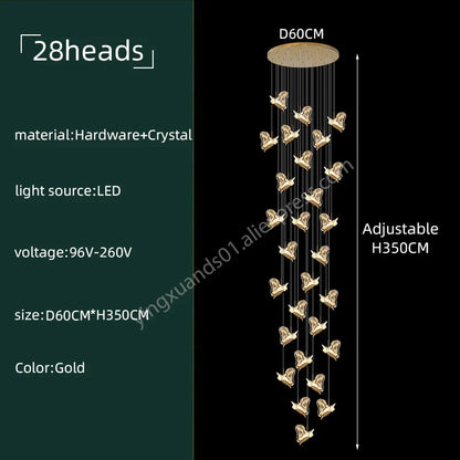 DecorBites™ Crystal Chandelier: Modern Luxury Pendant Lights for Living Room, Staircase, Villa