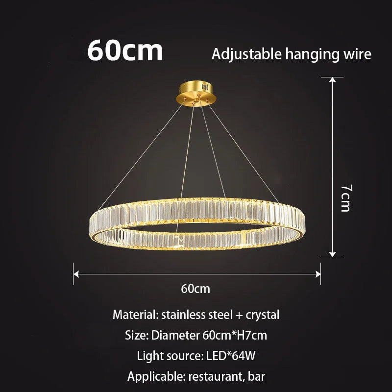 DecorBites™ Gold Crystal Chandelier: Modern Luxury Round Square Pendant Light for Living Room