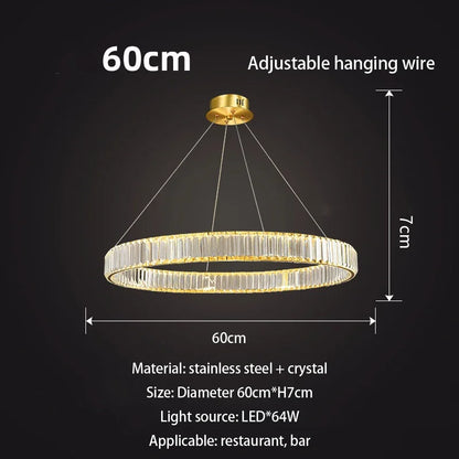 DecorBites™ Gold Crystal Chandelier: Modern Luxury Round Square Pendant Light for Living Room