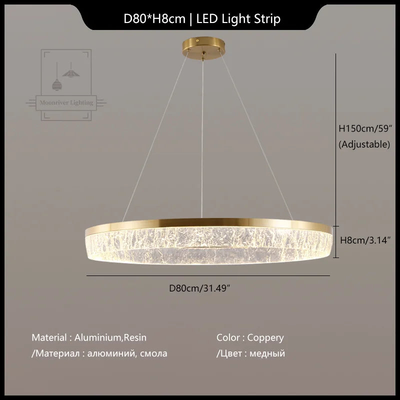 DecorBites™ Crystal Chandelier Circular Pendant Light for Modern French Style Dining-Table Decor