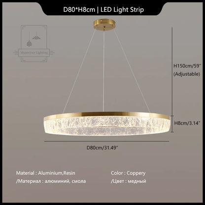 DecorBites™ Crystal Chandelier Circular Pendant Light for Modern French Style Dining-Table Decor