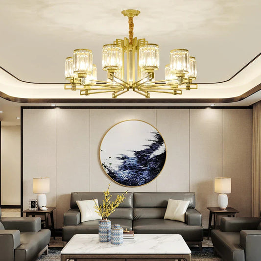 DecorBites™ Crystal Chandelier: Elegant Chinese Style Lighting for Living Room, Bedroom, and Study