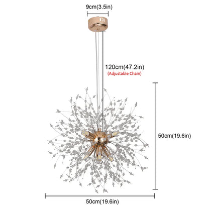DecorBites™ Dandelion Chandelier 8-Light Sputnik Pendant Light Gold/Silver Living Room Fixture