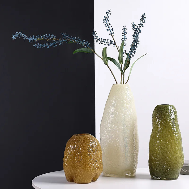 DecorBites™ Glass Vase with Irregular Patterns for Flower Arrangement and Home Decor