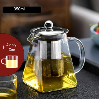 DecorBites™ Glass Teapot: Kungfu Tea Set for Office, High Quality, Thermostable.