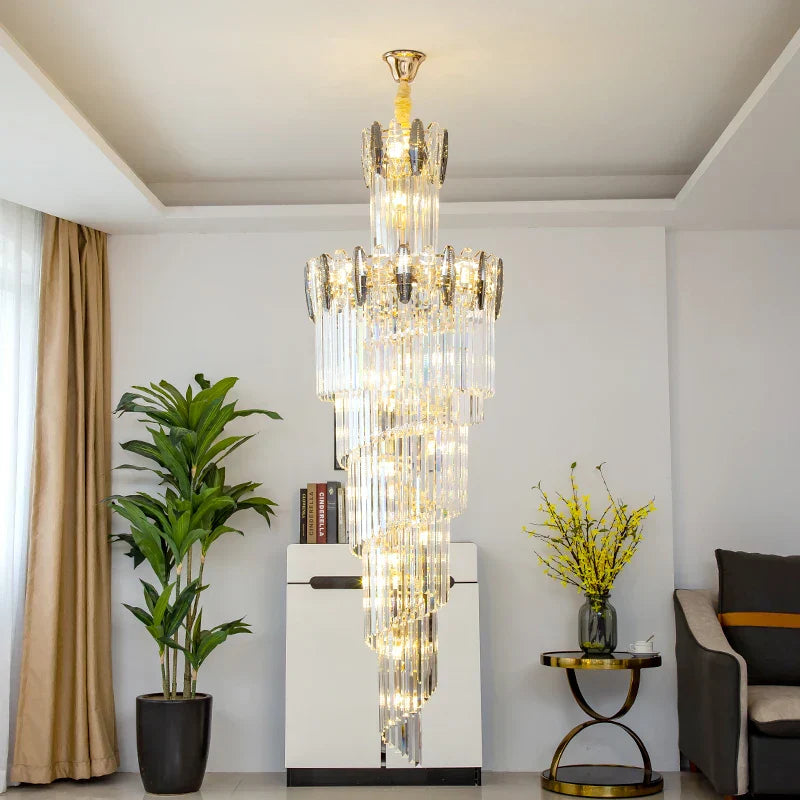 DecorBites™ Crystal Chandelier: Modern Minimalist Duplex Living Room Luxury Light