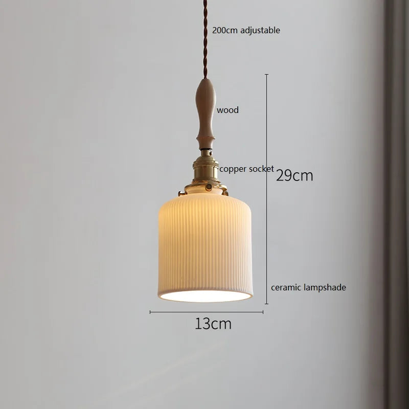 DecorBites™ Butterfly Ceramic LED Pendant Lamp with Wooden Handle for Home Decor