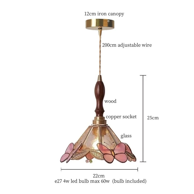 DecorBites™ Butterfly Glass LED Pendant Light for Bedroom and Living Room