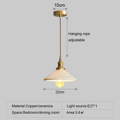 DecorBites™ Japanese Ceramic Brass Bedside Chandelier for Bedroom Bay Window Bar Lighting