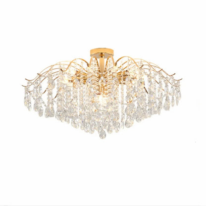 DecorBites™ K9 Crystal Gold Chandelier Ceiling Light | Bedroom Home Decor LED Ceiling Lamp