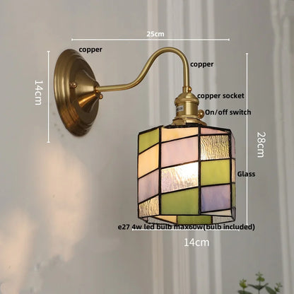Lámpara de Pared LED Cúbica Decorbites™ para Sala de Estar y Comedor en Cobre y Vidrio Vintage con Espejo E27
