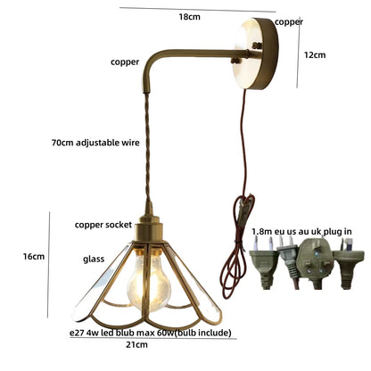 DecorBites™ مصباح حائط LED زجاجي أزرق مع سلسلة سحب ومفتاح إضاءة على شكل سلم تيفاني