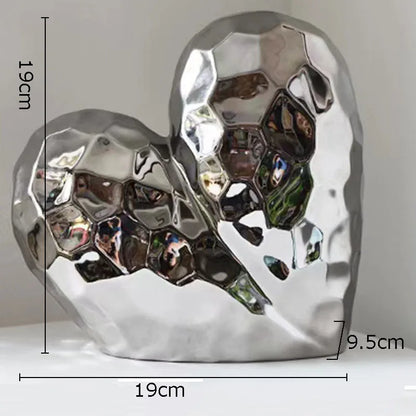 DecorBites™ Gold Heart Ceramic Statue Ornament - Irregular Heart Sculpture Decor Figurine