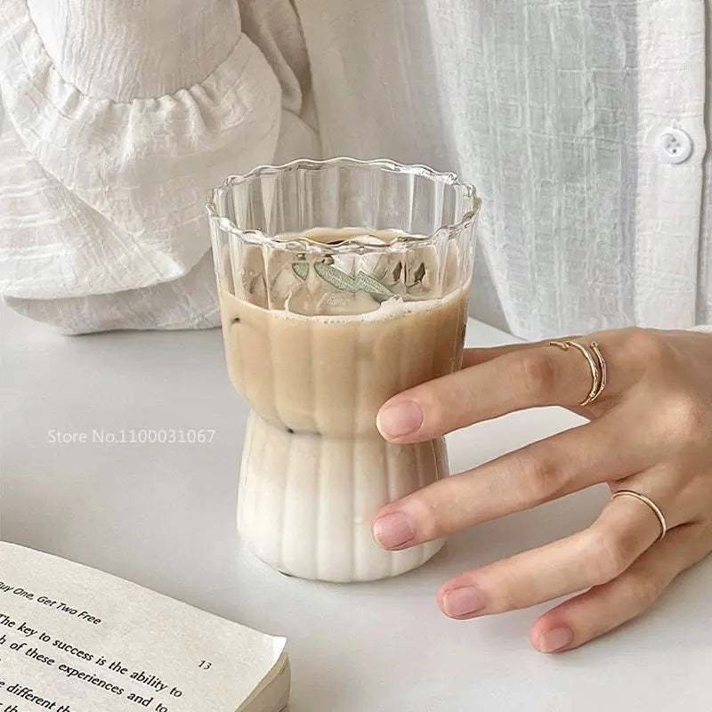 Vaso de vidrio con rayas resistente al calor Decorbites™ para utensilios de bebida en el hogar y la oficina
