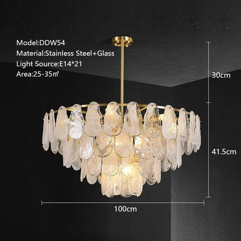 DecorBites™ Cloudy Glass Chandeliers: Modern LED Lustre Indoor Lighting for Living Room Décor