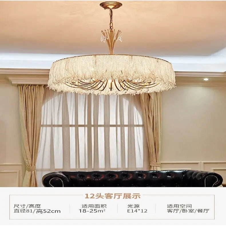 DecorBites™ Crystal Chandelier: Modern Clear Glass Pendant Lamp for Villa Hall and Bedroom