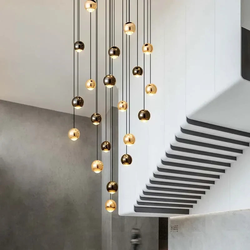 Decorbites™ Lámpara de Araña de Cristal Bolas Doradas | Accesorio de Iluminación Decorativa de Arte Moderno