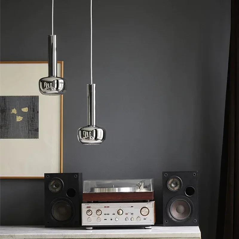 DecorBites™ Gold Chrome Pendant Light Adjustable Wire E27 Bulb Dining Room Sofa Lamp